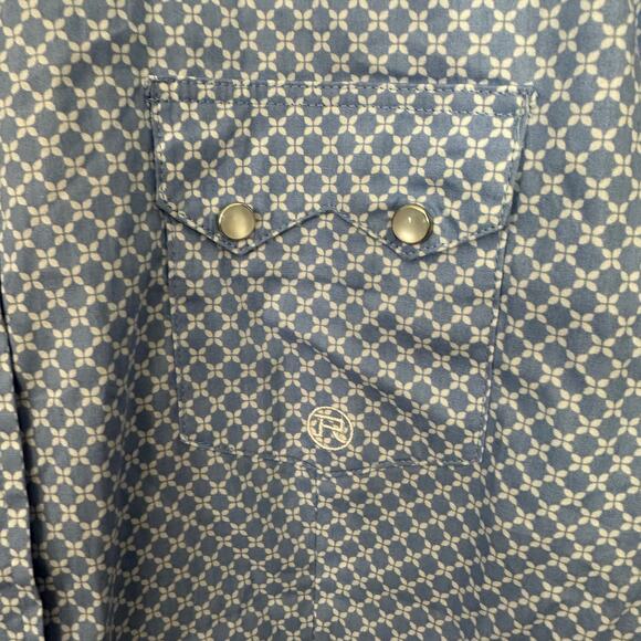 Roper Western Pearl Snap Shirt Women's Large Blue Rodeo Cowgirl Pockets Ranch - Picture 4 of 8